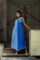 Soft Steel Blue South Cotton Dress for Weekend and Summer Wear