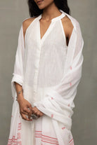 Soft White Slub Cotton Co-ord Set for Weekend and Casual Wear