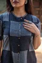 Traditional Black Check Stripes Block Print Co-ord Set for Ethnic Wear