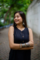 Traditional Black Khadi Cotton Co-ord Set for Ethnic Wear