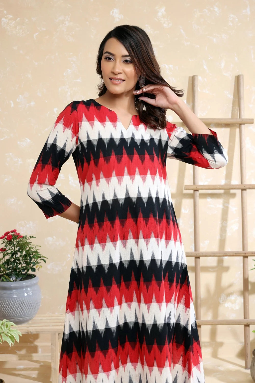 Traditional Black Multicolour Handwoven Ikkat Kurta Set for Ethnic Wear
