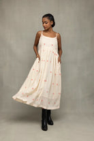 Traditional Cream and Red Dheki Pure Cotton Jamdani Dress for Ethnic Wear