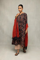 Traditional Ebony Crimson Bagru Block Print Kurta Set for Ethnic Wear