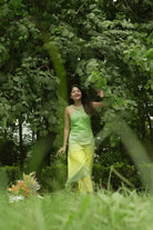 Traditional Lemon Green Stripes Cotton Co-ord Set for Ethnic Wear