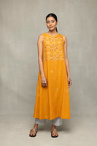 Traditional Mustard Jamdani Kurta Set with Dupatta for Ethnic Wear