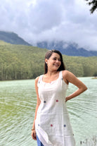 Traditional Off White Handloom Polka Dot Jamdani Kurta Set for Ethnic Wear