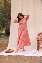 Traditional Pink Hand Batik Khadi Cotton Co-ord Set for Ethnic Wear