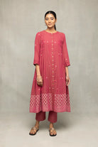 Traditional Pink Handloom Jamdani Kurta Set with Dupatta for Ethnic Wear