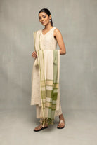Traditional Sage Serenity Zari Kurta Set with Dupatta for Ethnic Wear