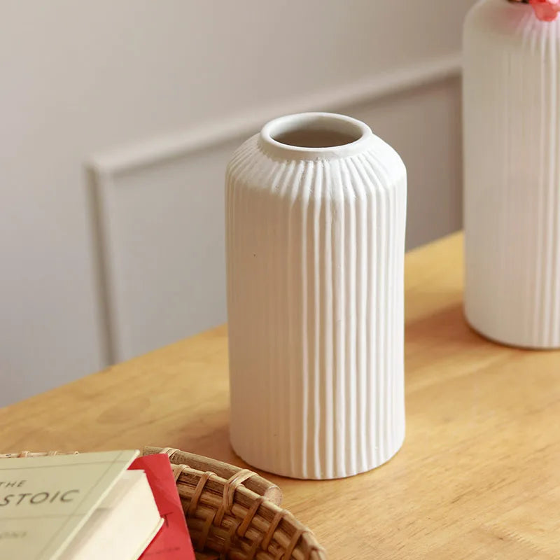White Ceramic Tropical Paradise Combo Decorative Vase Set