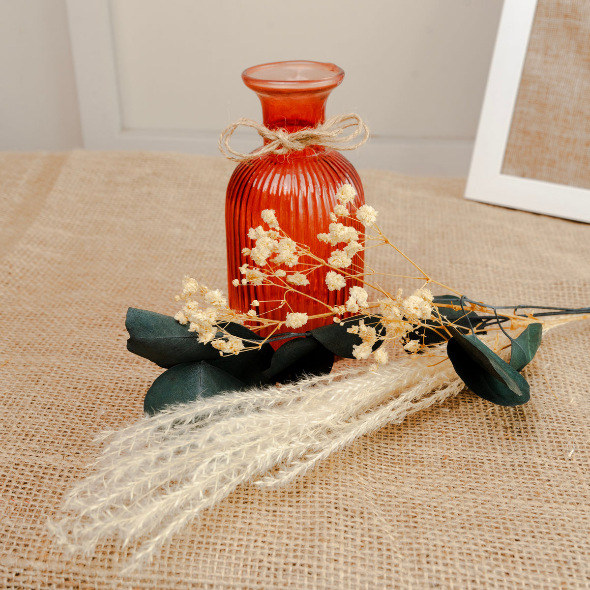 Amber Haven Large Glass Vase with Dried Flowers | Elegant Home Décor - https://artecasa.in/
