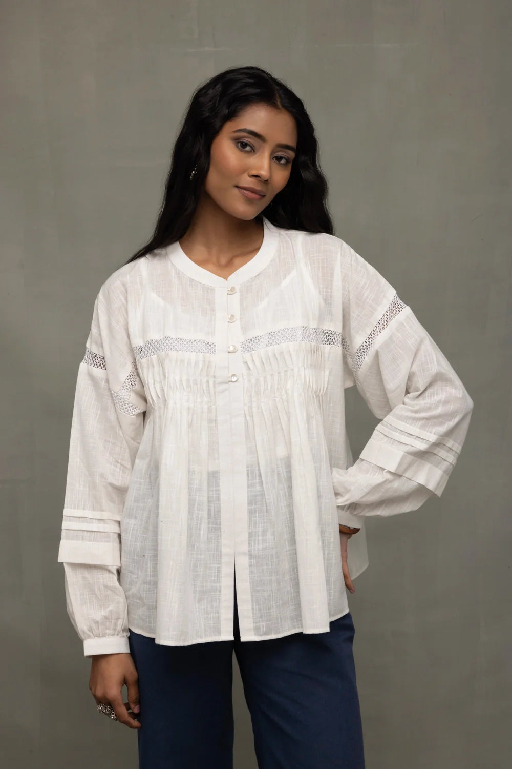 White Breezy Relaxed Fit Top
