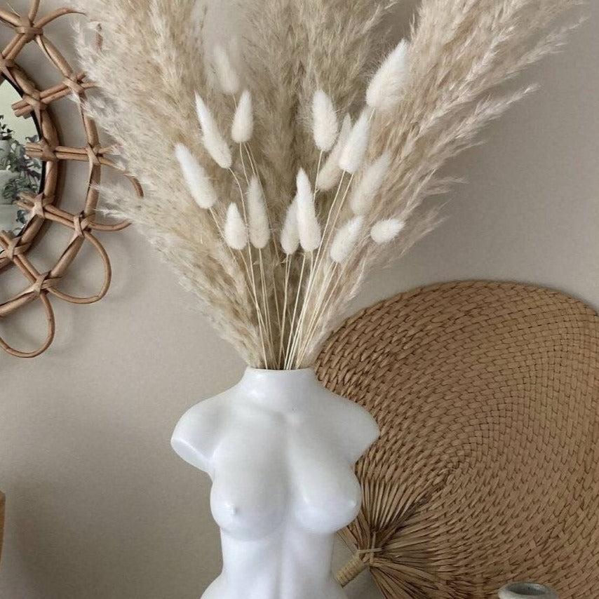 White Pampas Grass and Bunny Tails dried flower bunch for natural vase decor and home styling by ArteCasa