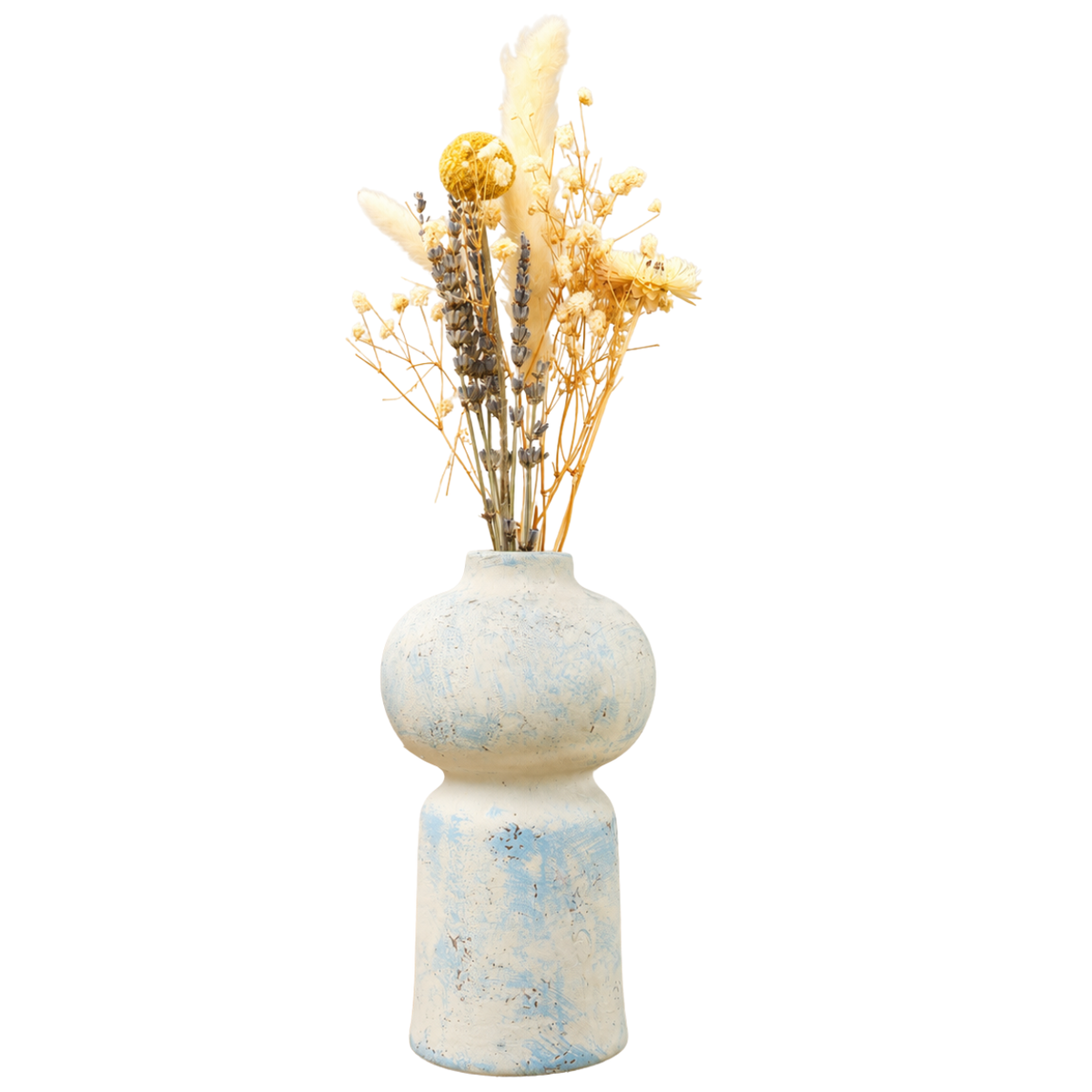 Coastal Bloom Blue & White Porcelain Vase with Dried Flowers | Home Décor - https://artecasa.in/