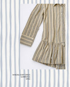 Striped shirt dress on a white background with blue vertical stripes
