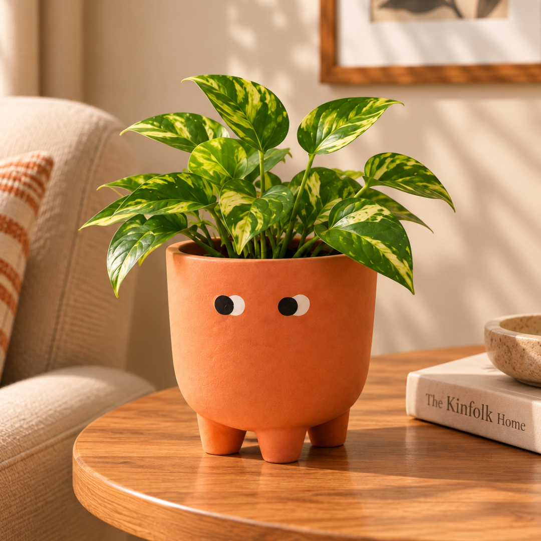 Grande Form Large Face Planter Set of 2 – Orange & White - https://artecasa.in/