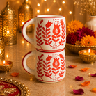 Ruby Heart Red Ceramic Mug Set of 2 – Festive Diwali Gift - https://artecasa.in/