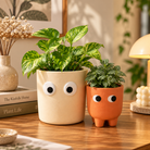 Petite Form Decorative Face Planter Set of 2 – Orange & White - https://artecasa.in/